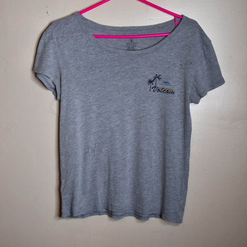 Grey Volcom Shirt with Sunset Design Size S